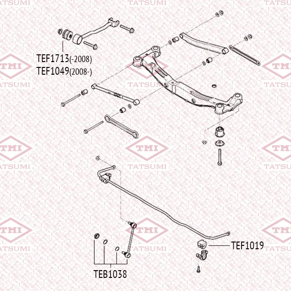 Сайлентблок заднего продольного рычага HYUNDAI Tucson 04-> TATSUMI TEF1713