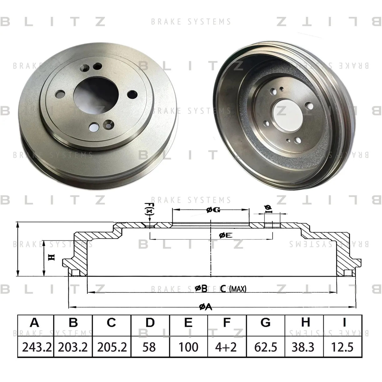Барабан тормозной HYUNDAI Getz 02-> BLITZ BT0166