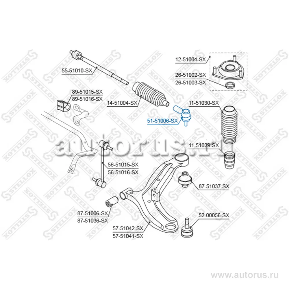 Наконечник рулевой Hyundai Santa Fe 00 (8434253_SX) STELLOX 5151006_SX