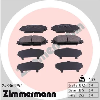 КОЛОДКИ ДИСК. П. TOYOTA RAV4 2. 0/2. 2D/AURIS1. 4-1. 6/1. 4D 06> ZIMMERMANN 243361751