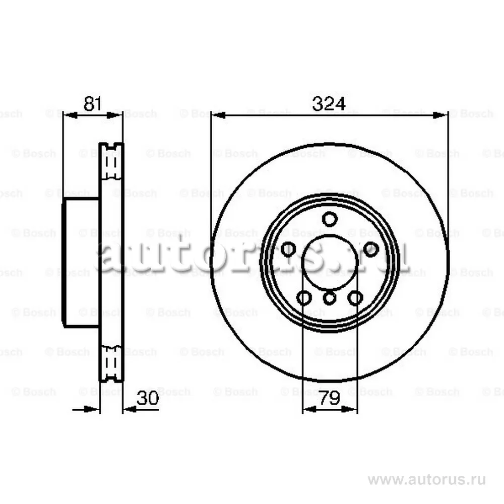 Диск тормозной BMW E65E66 730-735 11.01-03.05 передний D324 мм. BOSCH 0 986 479 002