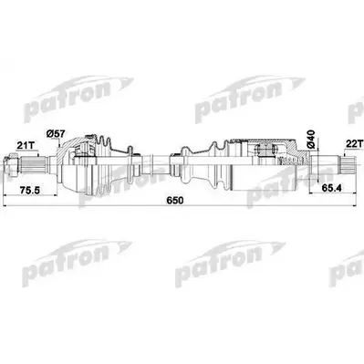 Полуось левая 21x614x58.5 CITROEN: AX 87-97, SAXO 96-03, P PATRON PDS0040