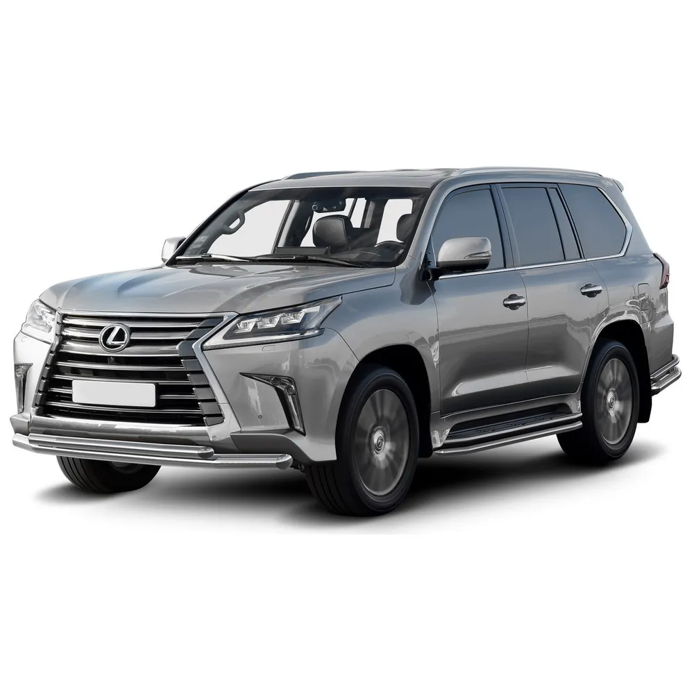 Защита переднего бампера d76+d57 Rival для Lexus LX III рестайлинг 2015-н.в., нерж. сталь, R.3210.003