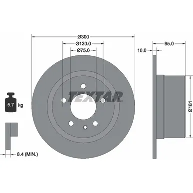 Диск тормозной задний стандартный BMW TEXTAR 92067500