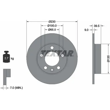 Диск тормозной задний с покрытием PRO AUDI/SEAT/SKODA/SKODA (SVW )/ VOLKSWAGEN/VOLKSWAGEN TEXTAR 92082503