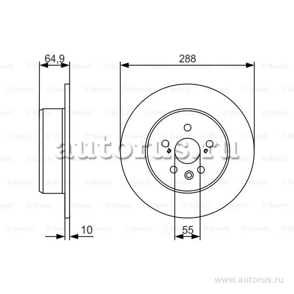 Диск тормозной задний D=288 мм MIN2 BOSCH 0986479970