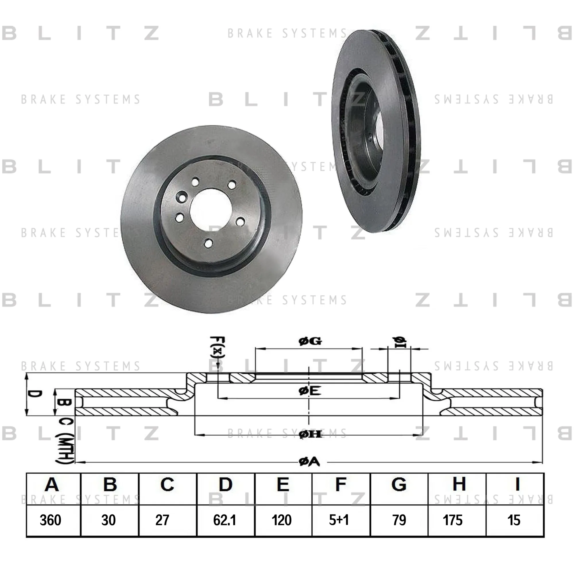 Диск тормозной передний вентилируемый LAND ROVER DISCOVERY/RANGE ROVER/RANGE ROVER SPORT BLITZ BS0302