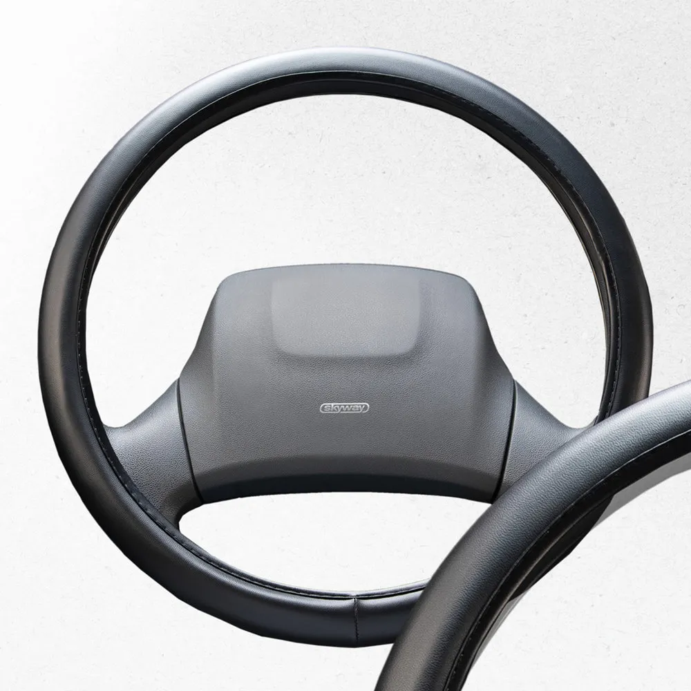 Оплетка на руль Top-1 экокожа, Черная L, SKYWAY S01102020
