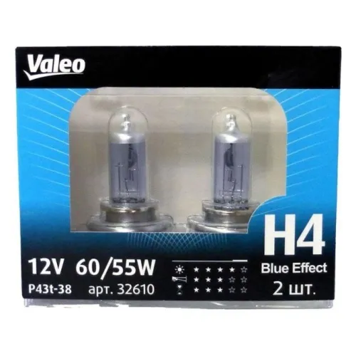Лампа 12V H4 55/60W VALEO Blue Effect 2 шт. DUOBOX 032 610