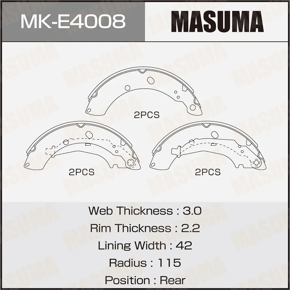 Колодки барабанные MASUMA MK-E4008