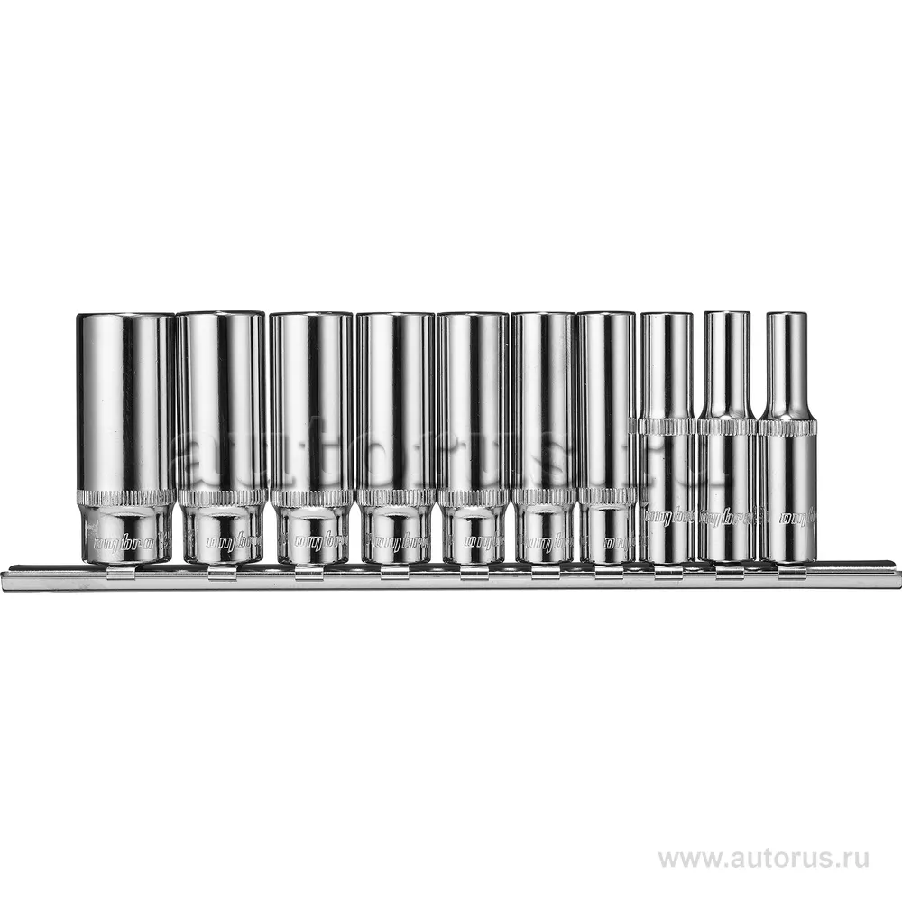 Набор торцевых головок глубоких на держателе-рельс 1/4DR 5-14 мм . 10 пр. OMBRA 914110
