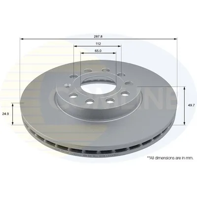 Диск тормозной передний вентилируемый с покрытием VW GOLF V 08- GOLF VI 08- TOURAN 10- SKODA SUPERB 08- 288X25 COMLINE ADC1455V
