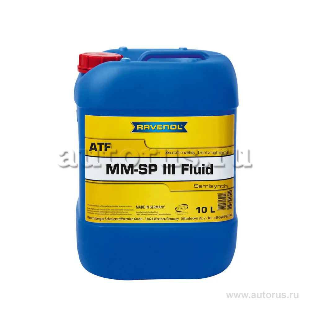 Трансмиссионное масло RAVENOL ATF MM SP-III Fluid (10л) new 1212103-010 (4014835733145)