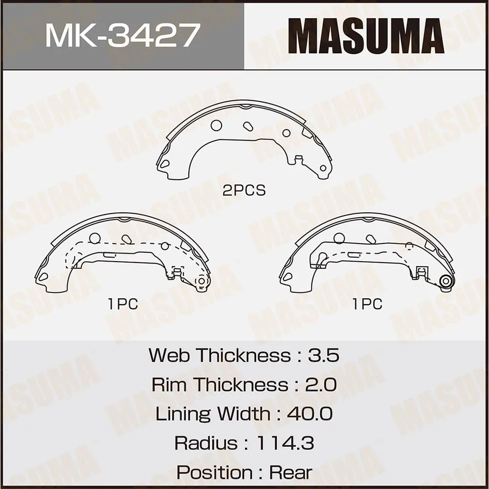 Колодки барабанные Mazda 323 1.1-1.7D 85-89 MASUMA mk3427