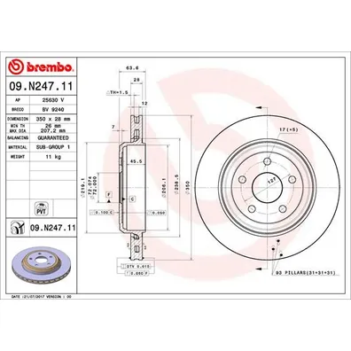 Диск тормозной UV COATED задний BREMBO 09N24711
