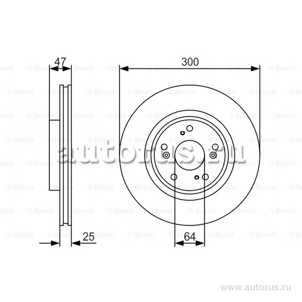 Диск тормозной передний HONDA: CR-V II (RD_) 2.0/2.2 CTDI 01-06 BOSCH 0986479R24