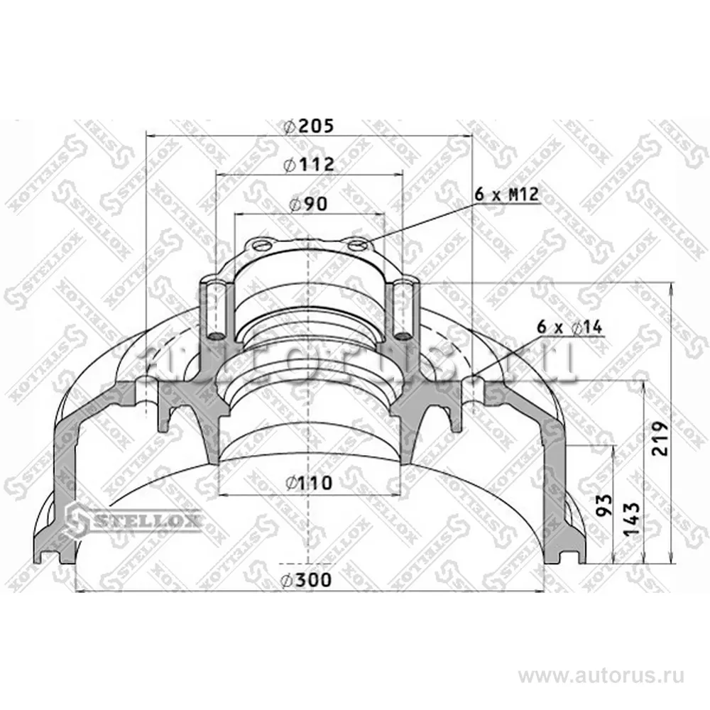Торм.барабан-ступица 300x80/93 H219 d1 300x80/93 H219 d110/90 STELLOX 8500090_SX
