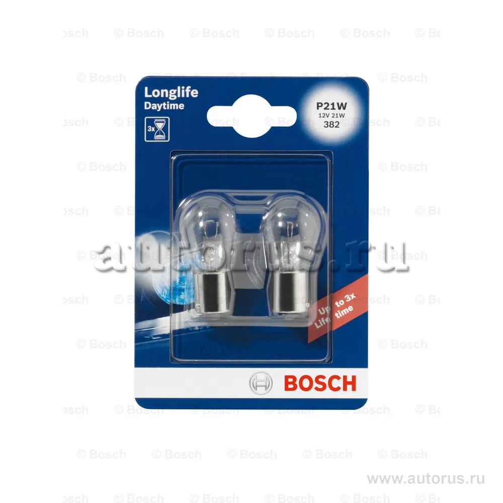 Лампа 12V P21W 21W BOSCH LONG LIFE 2 шт. блистер 1 987 301 050