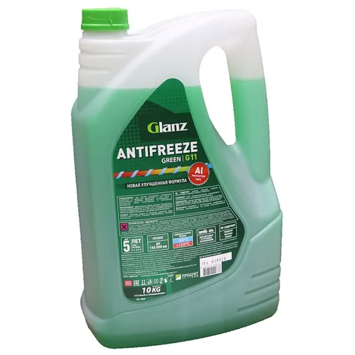 Антифриз GLANZ Antifreeze Green G11 готовый -40C зеленый 10 кг GL-009