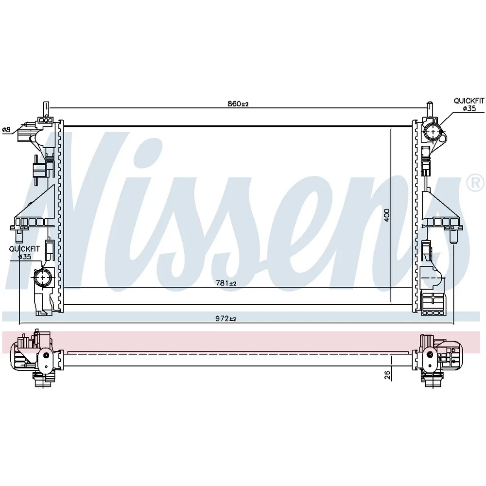 Радиатор основной PSA Jumper III/Boxer III + FIAT Ducato 2006-> NISSENS 606554
