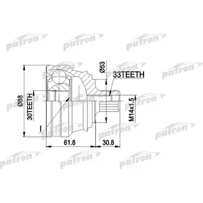 ШРУС наружн к-кт 33x53x30 AUDI: 80, 90 1.6-2.0 4.88-7.9 PATRON pcv1091