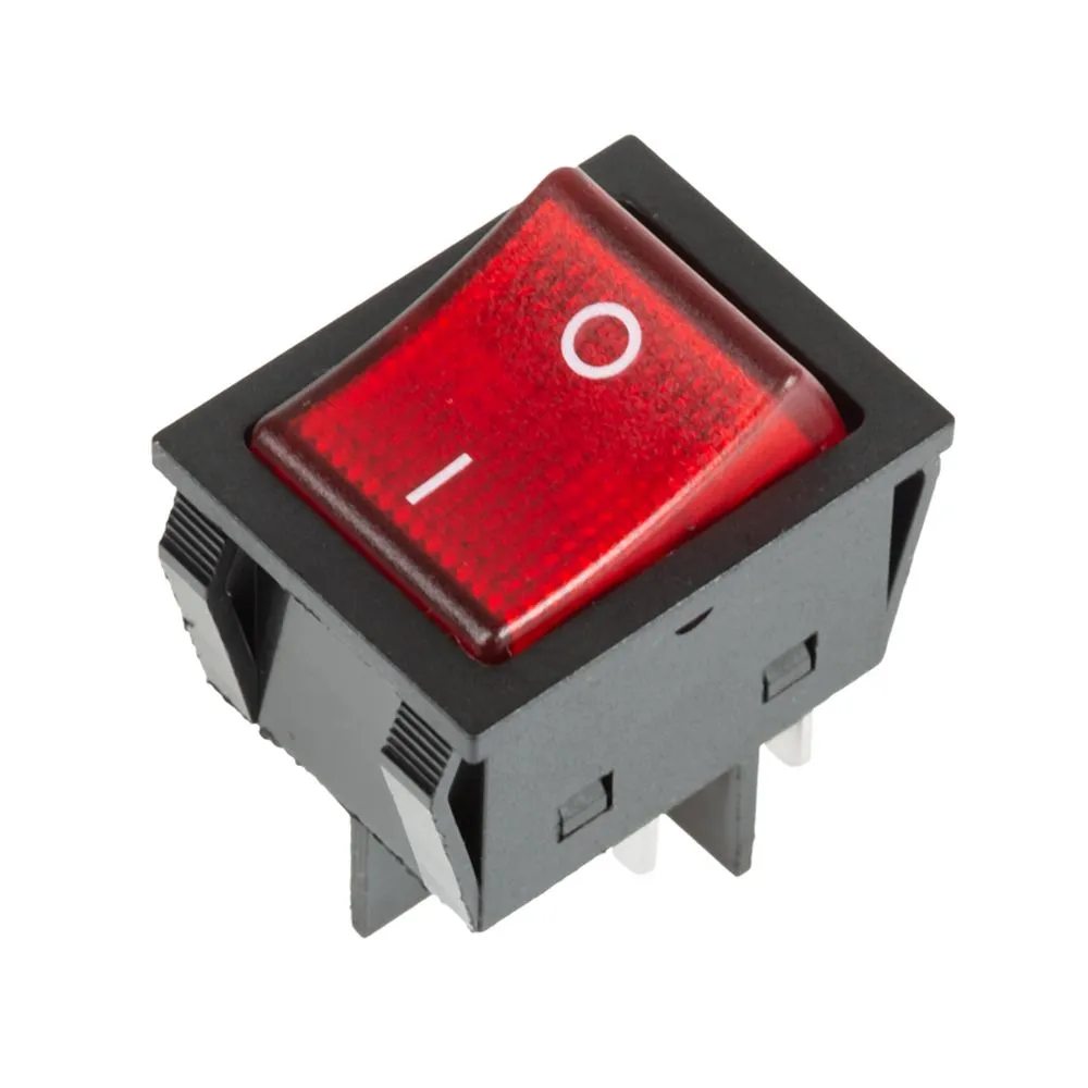 Выключатель клавишный 250V 25А (4с) ON-OFF красный с подсветкой (RWB-502) REXANT 36-2343
