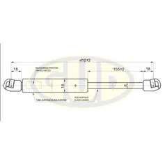 АМОРТИЗАТОР КАПОТА BMW X5 (E70), 02/07- 390N L410/155MM G.U.D GGS010132