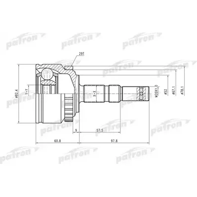 ШРУС наружн к-кт 22x52x23 ABS:29T OPEL: Corsa C/Meriva PATRON PCV1451