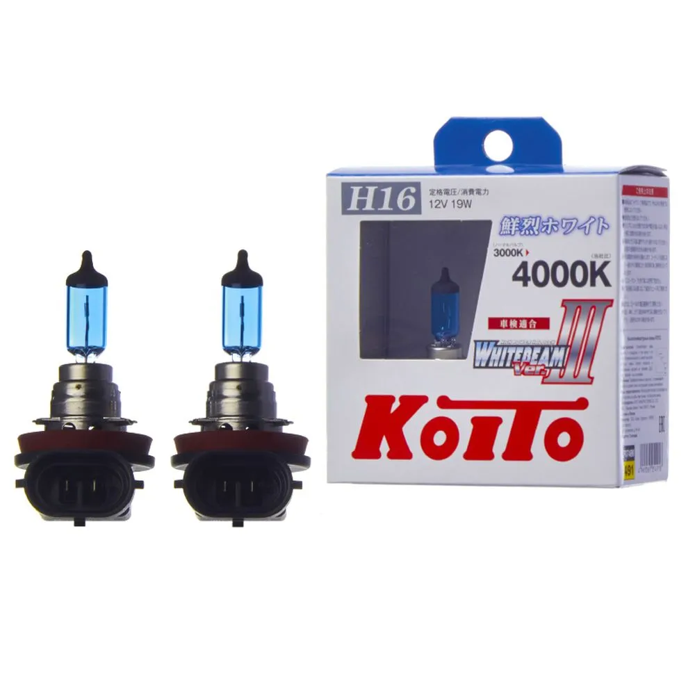 Лампа 12V H16 19W PGJ19-3 4000K KOITO Whitebeam 2 шт. картон P0749W