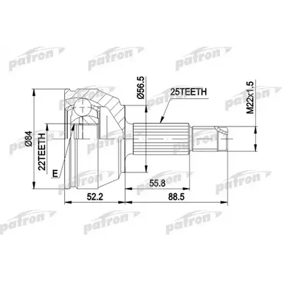 ШРУС наружн к-кт 25x55.5x22 FORD: ESCORT с ABS 9.90- PATRON PCV1125