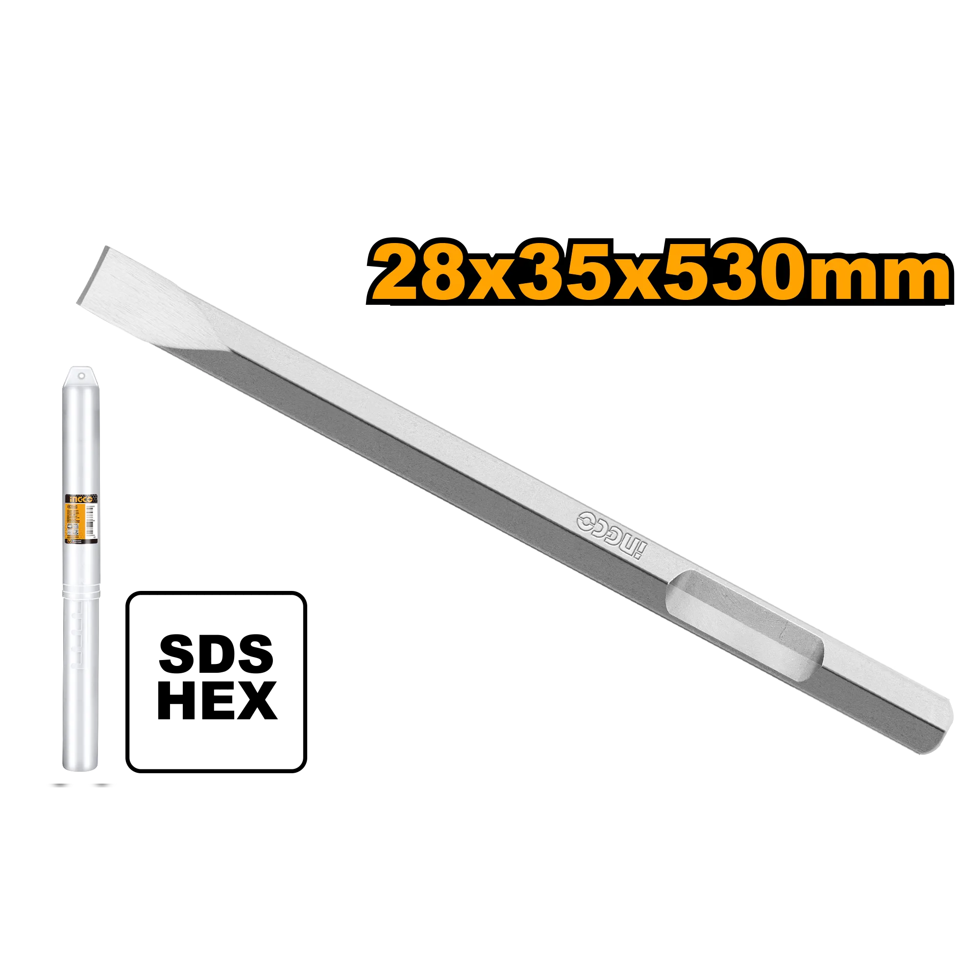 Зубило плоское HEX 28x35x520 мм (5) INGCO DBC04352012