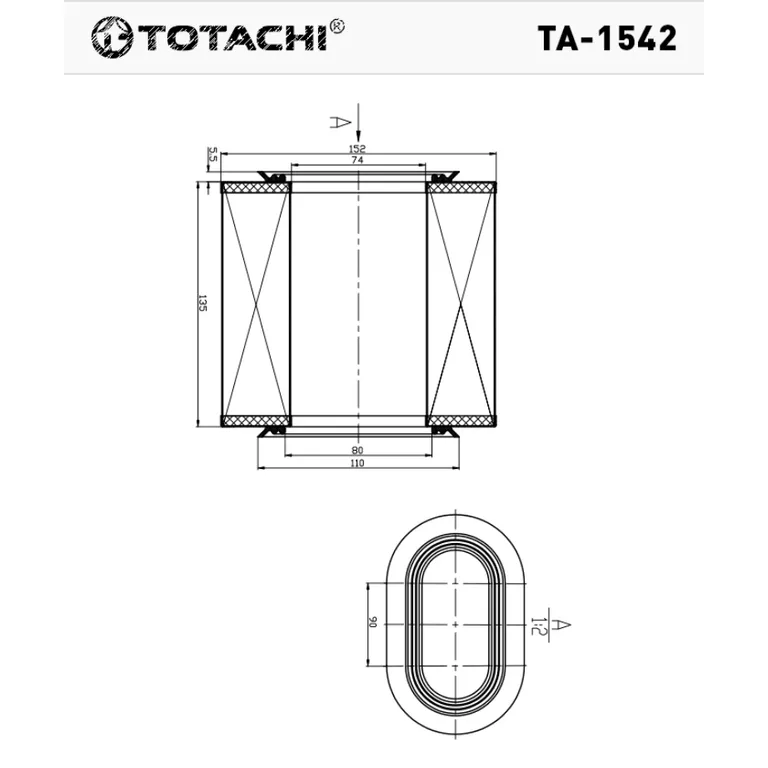Фильтр воздушный TOTACHI TA-1542 A-328 MD603384 MANN C 24 135 TOTACHI TA-1542