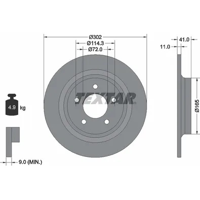 Диск тормозной задний стандартный MAZDA TEXTAR 92148200