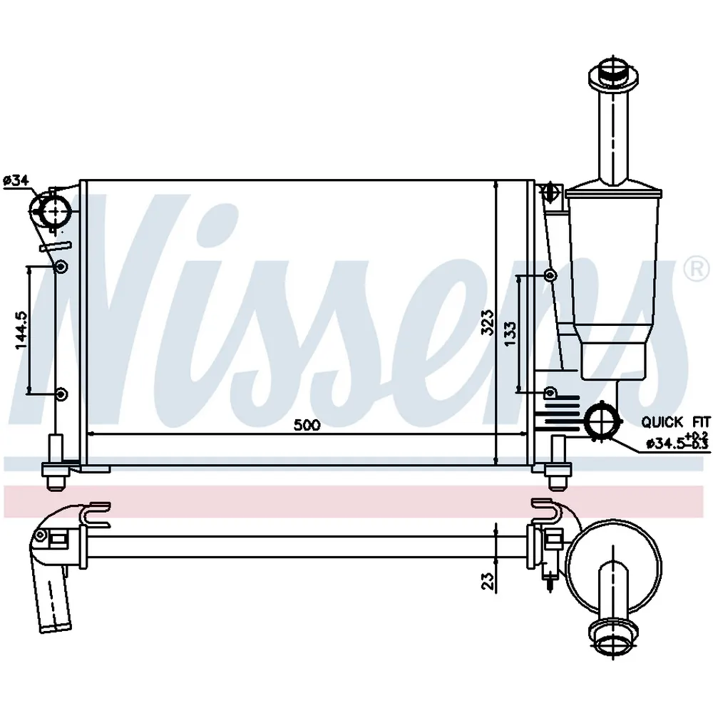 Радиатор системы охлаждения FIAT PANDA (169) 1.1/1.2/1.2 4X4/1.2 BI-POWER / NATURAL POWER/1.2 LPG/1. NISSENS 617853