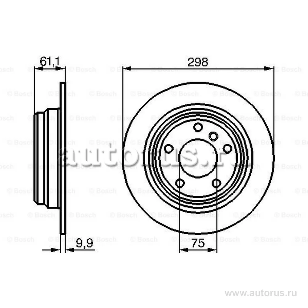 Диск тормозной задний BMW E39 2.0 2.5TD M47 M51 M52 95 03 BMW E36/E39/E46/E90/ BOSCH 0 986 478 425