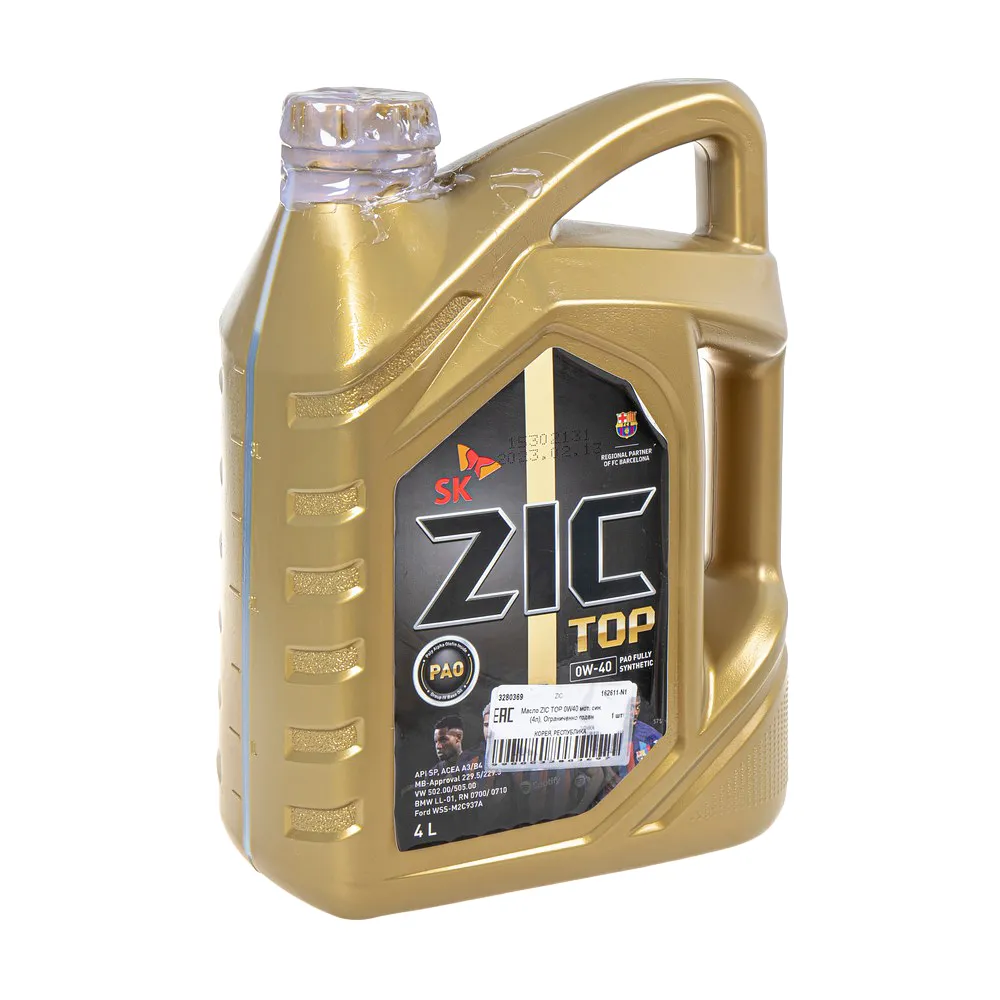 Масло моторное ZIC TOP 0W-40 синтетическое 4 л УЦЕНКА! 162611-N1