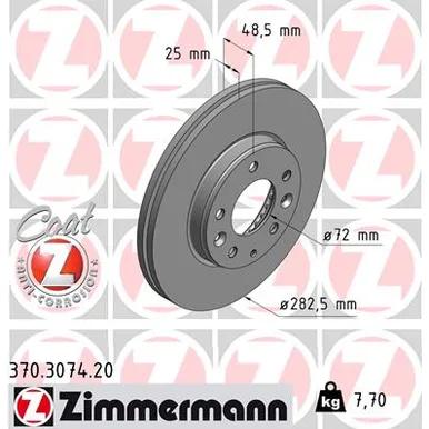 Диск тормозной ZIMMERMANN 370307420