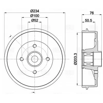 Барабан торм. для а/м Renault Logan (04-) с подшипником (а/м с ABS) d=203 TRIALLI TF 051336
