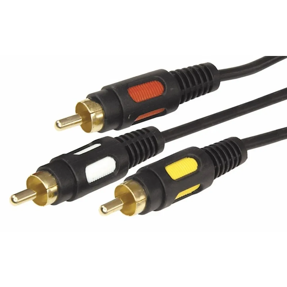 Шнур 3 RCA - 3 RCA, длина 5 метров, черный (GOLD) REXANT 17-0215