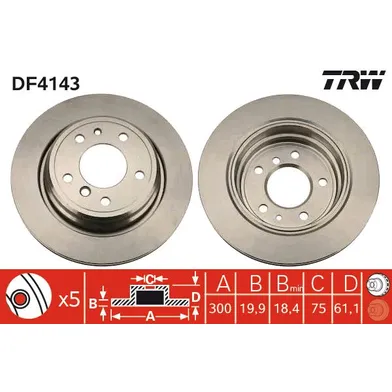 Диск тормозной задний BMW M5(E34) 88-95 /VENT D=300MM TRW DF4143