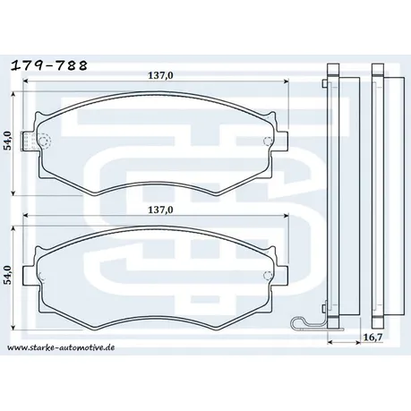 Колодки тормозные перед. NISSAN PRIMERA Traveller (W10) / PRAIRIE PRO (M11) STARKE 179-788