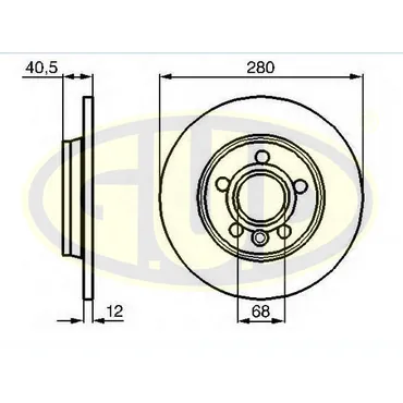 Диск тормозной задний невентилируемый VW T4 91-03 15RAD 280X12 G.U.D GDB112138