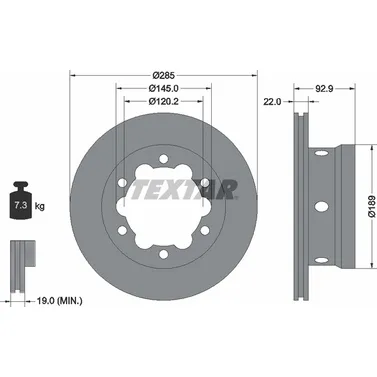 Диск тормозной задний MB 4T-SPRINTER/VW LT 28-46 II /VENT D=285MM TEXTAR 92089803