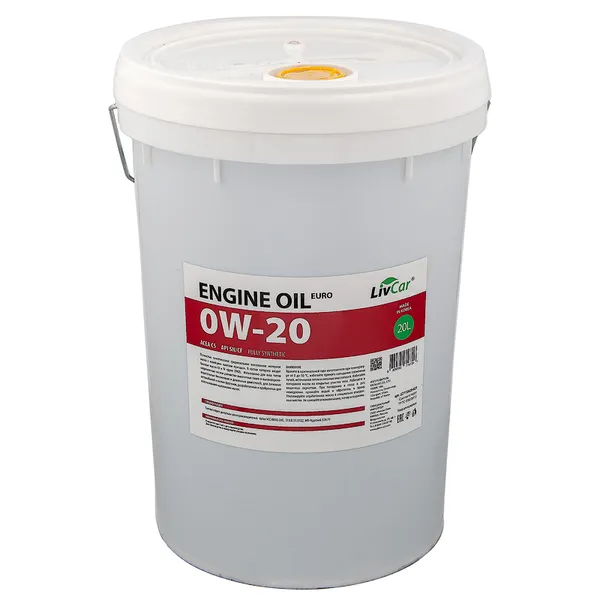 Масло моторное 0W-20 LivCar Engine Oil EURO 0W-20 ACEA C5 API SN/CF (20л) LIVCAR LC7110020-020