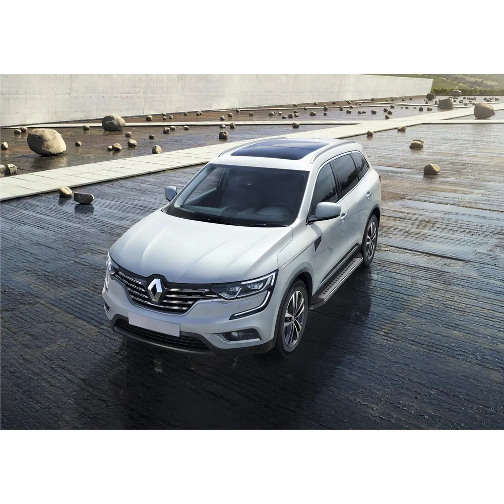 Порог алюминиевый Bmw-Style овалы Nissan, Renault Qashqai, X-Trail, Koleos Серебристый, черный Rival B173AL.4704.1