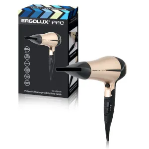 Фен со складной ручкой, 2200 Вт, 220-240В черный/золото PRO ERGOLUX ELX-HD03-C64