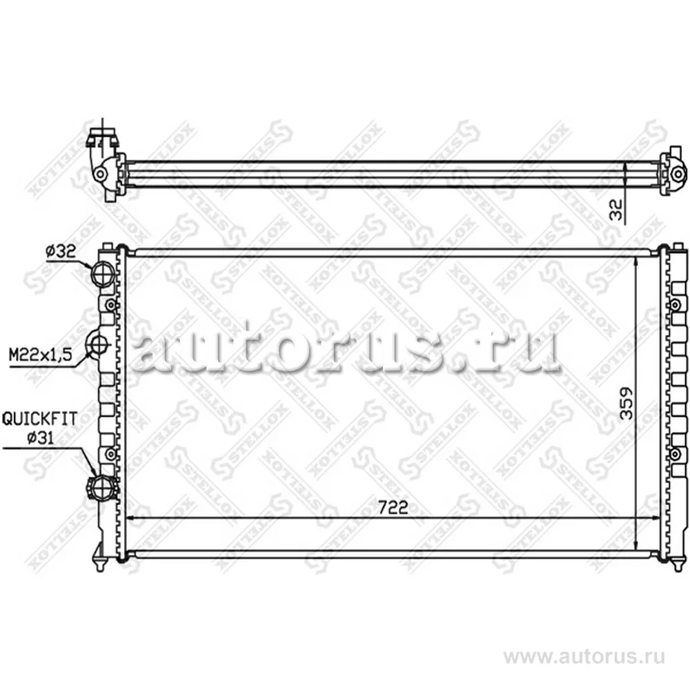 Радиатор системы охлаждения VW Passat 1.6i-2.9i 93-96 STELLOX 10-25073-SX