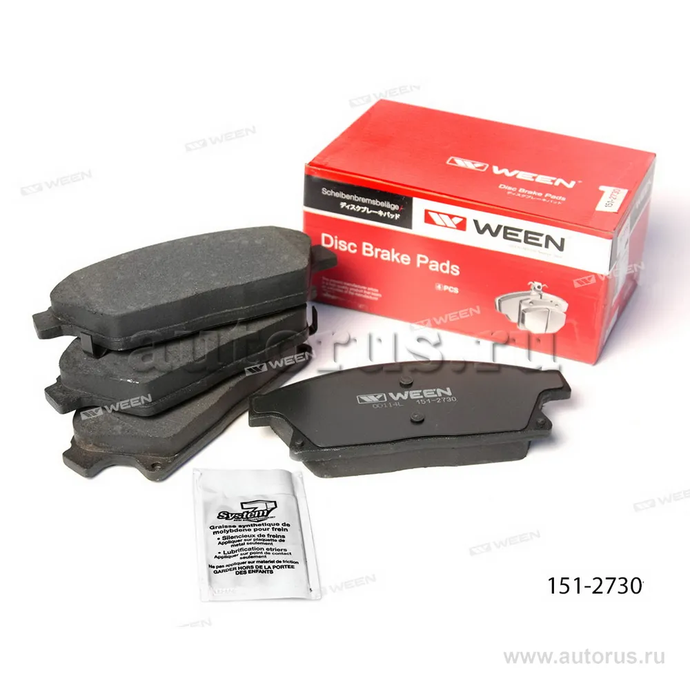 Тормозные колодки дисковые передние CHEVROLET Cruze (J300, J305, J308) 16, Cobalt, Or WEEN 151-2730