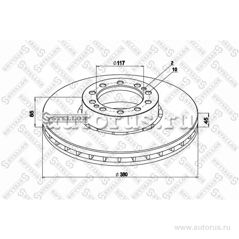 Диск тормозной 380/117X45/85 N10RVI 380/117X45/85 STELLOX 8500818_SX