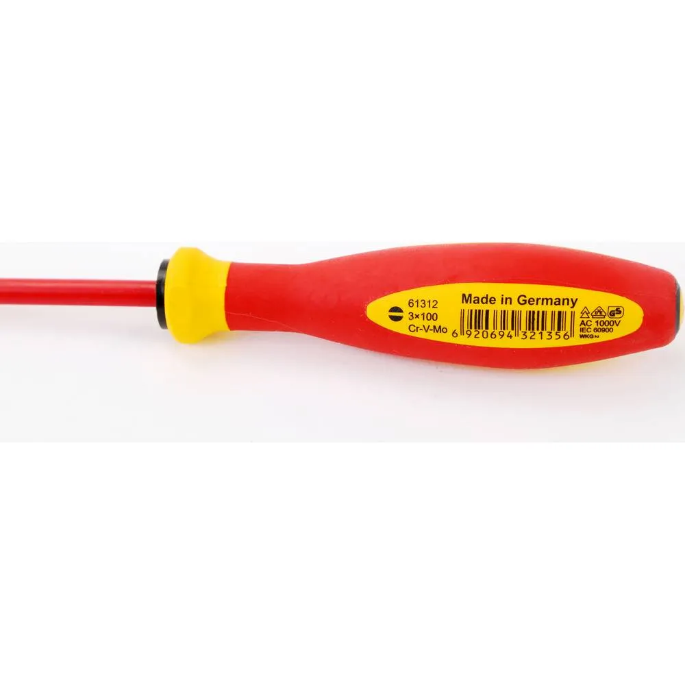 Отвертка изолированная, плоская, 3х100 мм . SATA 61312